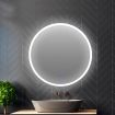 EMITTO LED Wall Mirror Round Anti-fog Bathroom Mirrors Makeup Light Decor 70cm