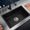 Granite Kitchen Sink Laundry Stone Sinks Top Undermount Single Bowl Matte Black