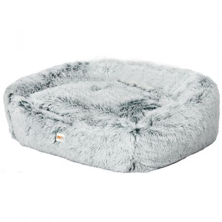 Dog Calming Bed Warm Soft Plush Comfy Sleeping Kennel Cave Memory Foam Charcoal L