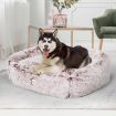 Dog Calming Bed Warm Soft Plush Comfy Sleeping Kennel Cave Memory Foam Pink M