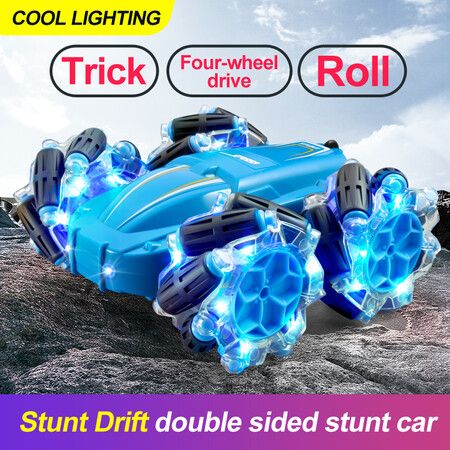 2022 Newest RC Car 4WD With Led Lights 2.4G Radio Remote Control Cars Buggy Off-Road Drift Electric Cars Model Boys Toy for Children Gift Color BLUE
