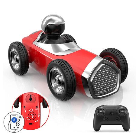 RC Car with Bluetooth Speaker, 2 Speed Modes RC Car for Kids, Rechargeable Music Toy Vehicles(Red)