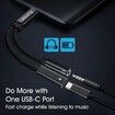 USB Type C to 3.5mm Headphone and Charger Adapter,2-in-1 USB C to Aux Audio Jack Hi-Res DAC (Black)