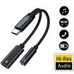 USB Type C to 3.5mm Headphone and Charger Adapter,2-in-1 USB C to Aux Audio Jack Hi-Res DAC (Black)