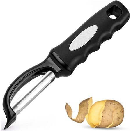 Professional Vegetable Peeler With Built In Blemish Remover - Black