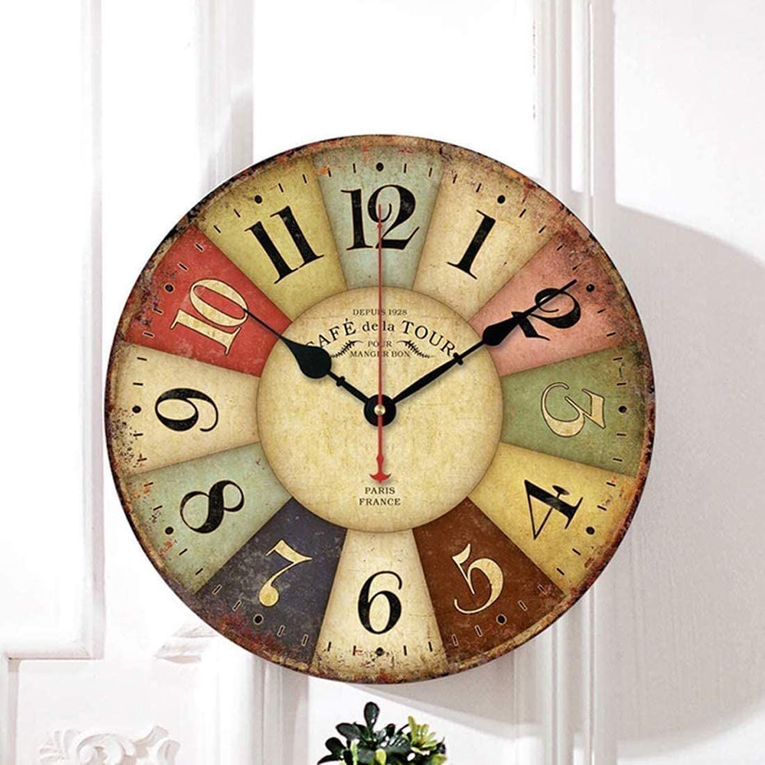 12 Inch Thick Kitchen Wall Clock Retro Farmhouse Clocks for Living Room Decor Bedroom Restaurant