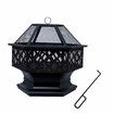 Polygonal Fire Pit BBQ Grill Smoker Brazier Fireplace Portable Outdoor Patio Camping Heater 28 Inch