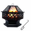 Polygonal Fire Pit BBQ Grill Smoker Brazier Fireplace Portable Outdoor Patio Camping Heater 28 Inch