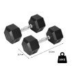 Centra 2x Rubber Hex Dumbbell 10kg Home Gym Exercise Weight Fitness Training