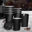 100 Pcs 12oz Disposable Takeaway Coffee Paper Cups Triple Wall Take Away w Lids