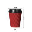 100 Pcs 12oz Disposable Takeaway Coffee Paper Cups Triple Wall Take Away w Lids