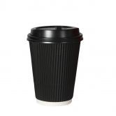 100 Pcs 12oz Disposable Takeaway Coffee Paper Cups Triple Wall Take Away w Lids