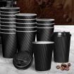 500 Pcs 12oz Disposable Takeaway Coffee Paper Cups Triple Wall Take Away w Lids