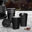 50 Pcs 12oz Disposable Takeaway Coffee Paper Cups Triple Wall Take Away w Lids