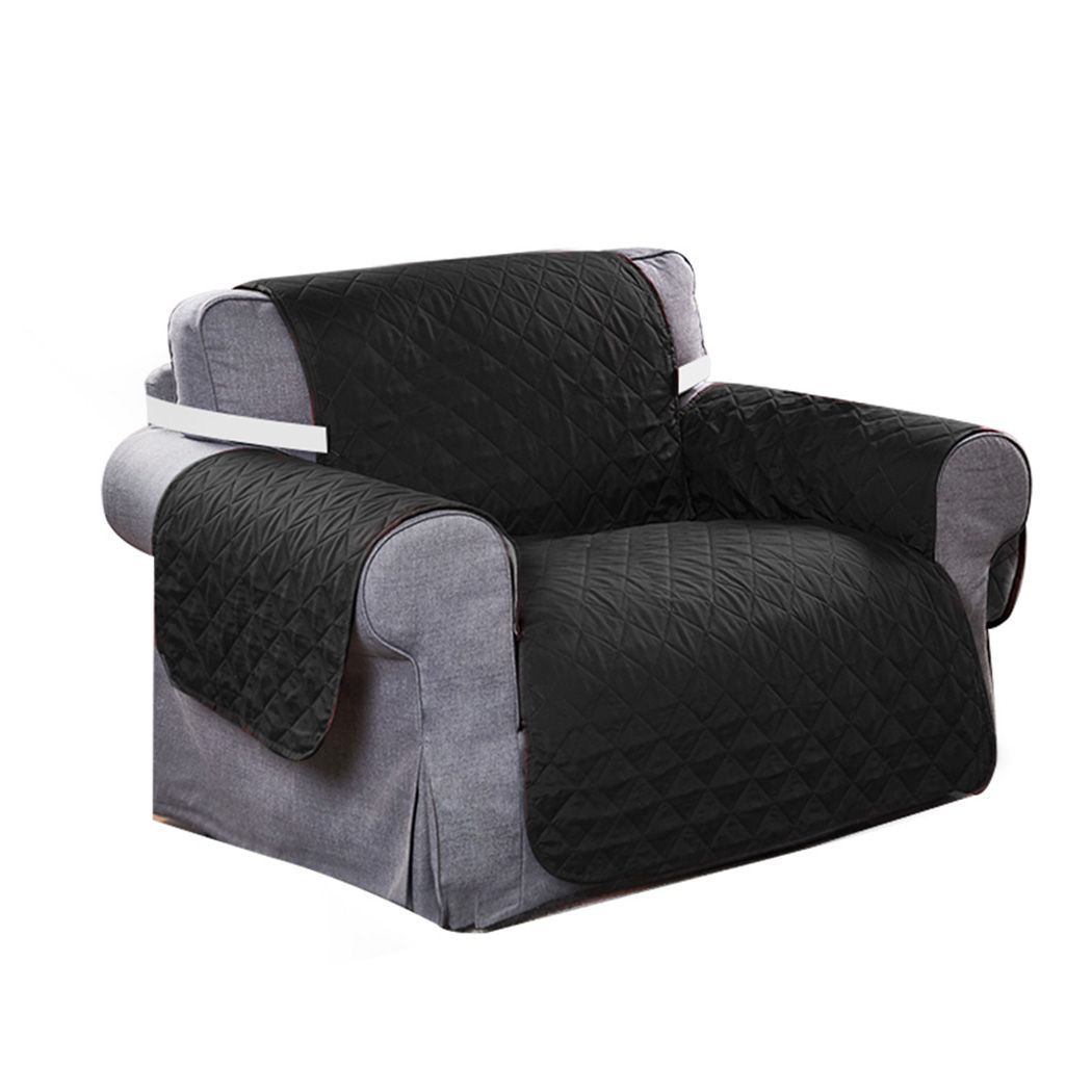 Sofa Cover Couch Lounge Protector Quilted Slipcovers Waterproof Black 173cm x 200cm