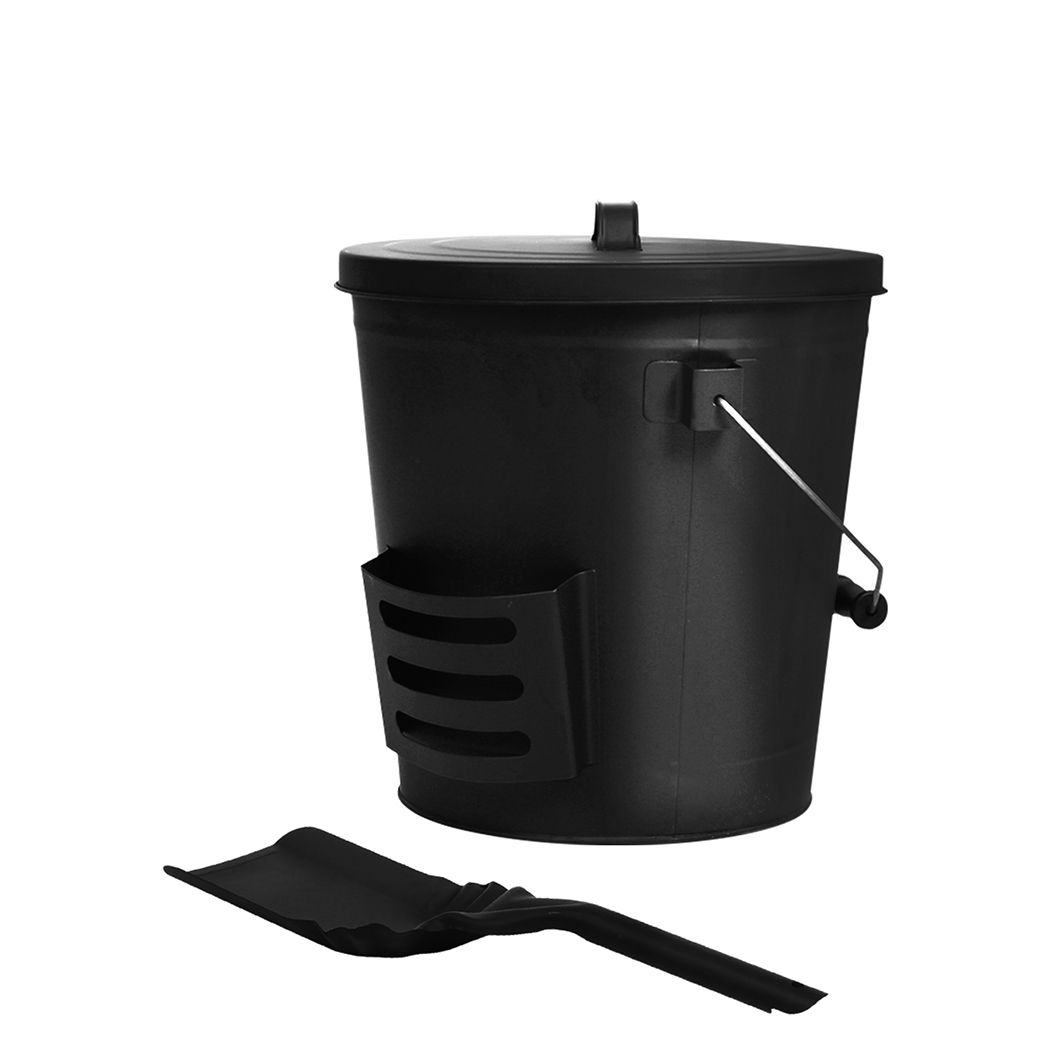 Traderight  Ash Bucket Shovel Lid Fireplace Tool Coal Wood Log  22L Capacity