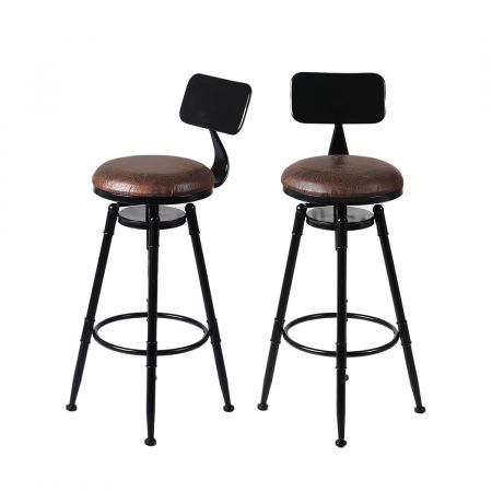 Levede 2x Industrial Bar Stools Kitchen Stool PU Leather Barstools Chairs