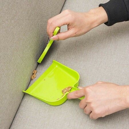 Mini Dustpan Supdi with Brush Broom Set for Multipurpose Cleaning Drawer Cleaner - Green
