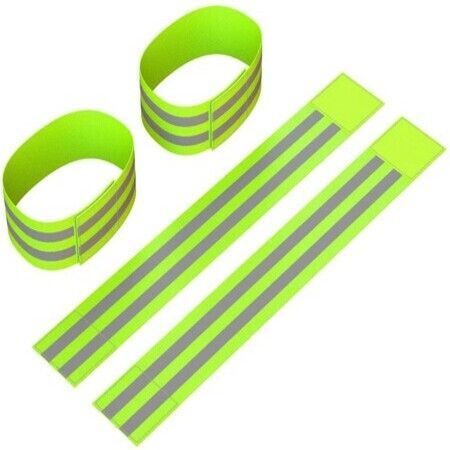 Reflective Ankle Bands Works as Wristbands, Armband, Leg Straps - (2 Bands/1 Pair)