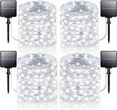 4-Pack 160FT 400 LED Solar String Lights Outdoor, Waterproof Solar Fairy Lights with 8 Lighting Modes, Solar Outdoor Lights for Tree Christmas Wedding Party Decorations Garden Patio (Daylight White)