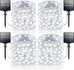 4-Pack 160FT 400 LED Solar String Lights Outdoor, Waterproof Solar Fairy Lights with 8 Lighting Modes, Solar Outdoor Lights for Tree Christmas Wedding Party Decorations Garden Patio (Daylight White)