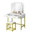 Large Vanity Dressing Table Makeup Desk Set with 10 LED Lighted Mirror Stool 2 Drawers White