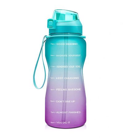 2.2L Motivational Water Bottle with Time Marker and Straw,Leakproof Tritan BPA Free