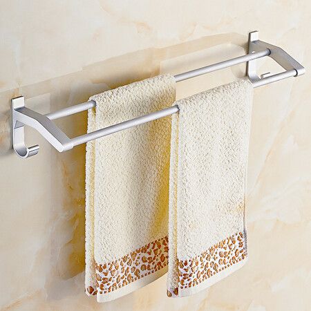 Bathroom Towel Rack Towel Hanger Wall Mounted Double Rail Towel Bar Holder