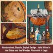 Antique Globe Bar Cabinet Mini Wine Rack Drinks Round Storage Mid-century Alcohol Trolley Cart