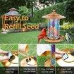 Solar Bird Feeders for Garden Hanging Bird Feeder,Mosaic and Copper, Waterproof Yard Lantern Decoration for Cardinals Bird Feeder