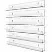 6 Pack Clear Acrylic Floating Shelves for Kids Room,  Invisible Wall Mounted Hanging Bookshelf, Ledge Display Toy Storage Record Wall Shelf