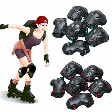 6pcs/set Kids Children Outdoor Sports Protective Gear Knee Elbow Pads Riding Wrist Guards Roller Skating Safety Protection size S