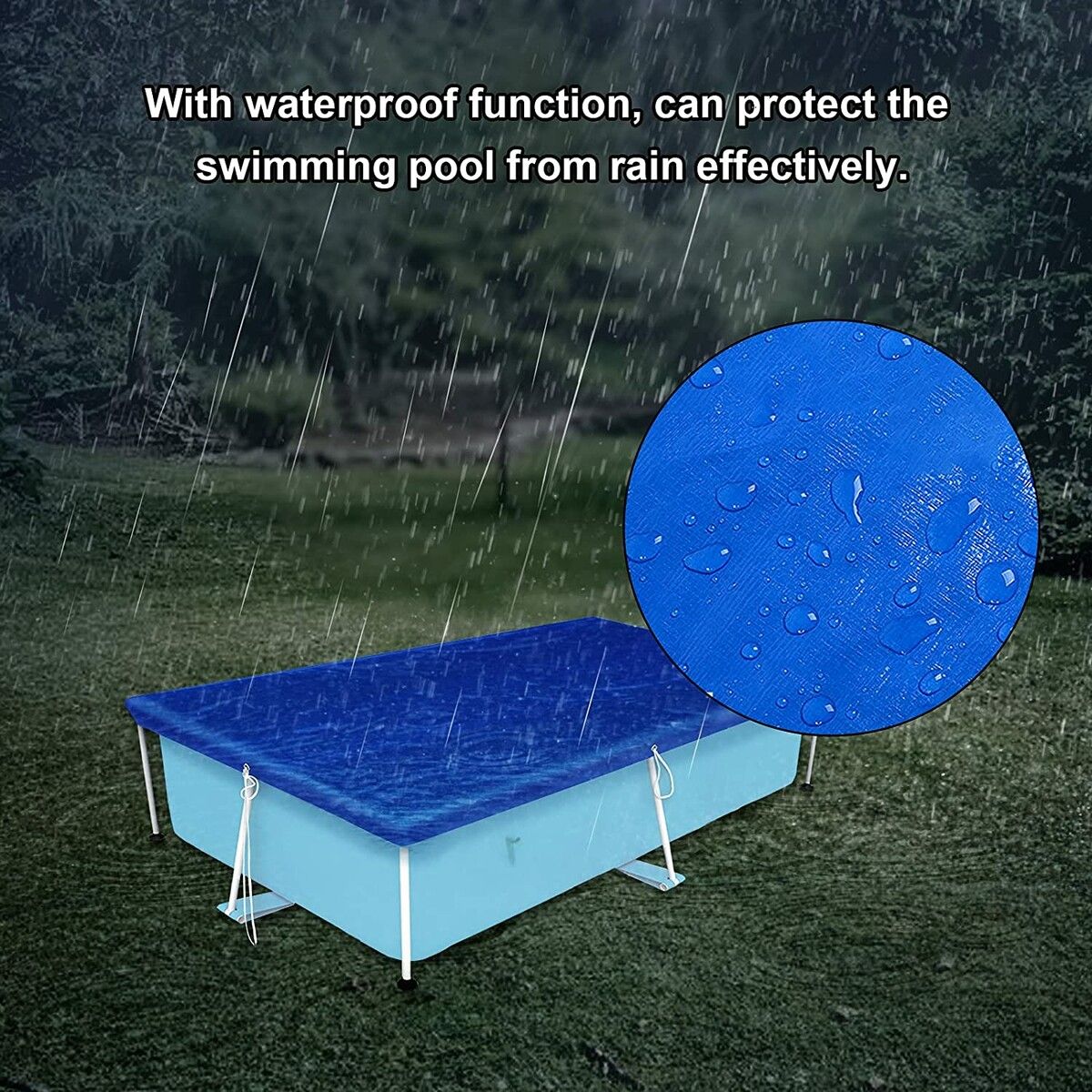 Swimming Pool Cover, Frame Pool Cover with Ropes - Rectangular UV Resistant Polyethylene Rainproof Dust Cover (260 x 170cm)