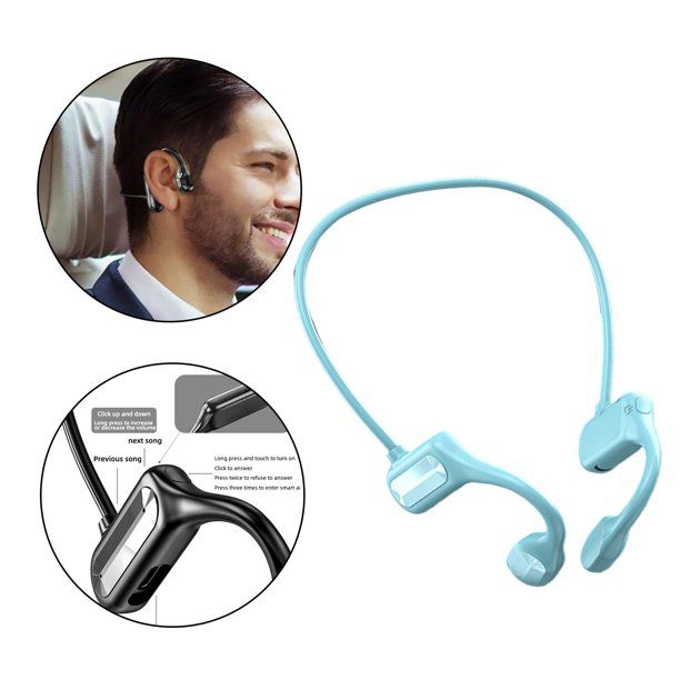 Bluetooth 5.0 Bone Conduction Headphones Sweatproof for Workouts Sport Blue