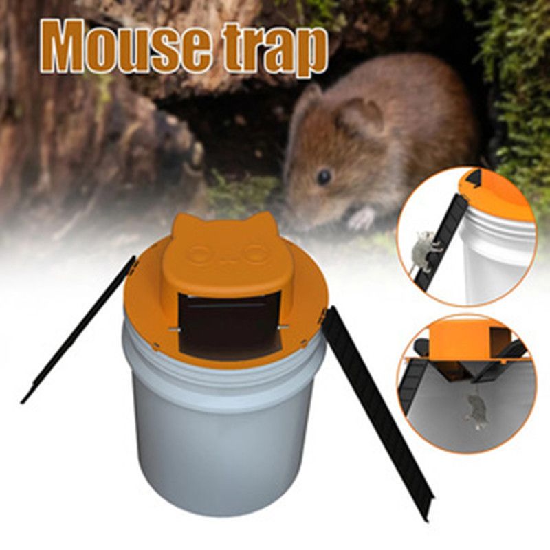 CATIIOR 5 Gallon Bucket Lid Mouse/Rat Trap Indoor/Outdoors Mouse Trap Automatically Reset Door Style Rat Traps Outdoors Indoor House Chipmunk Trap YELLOW MC700LL/A 