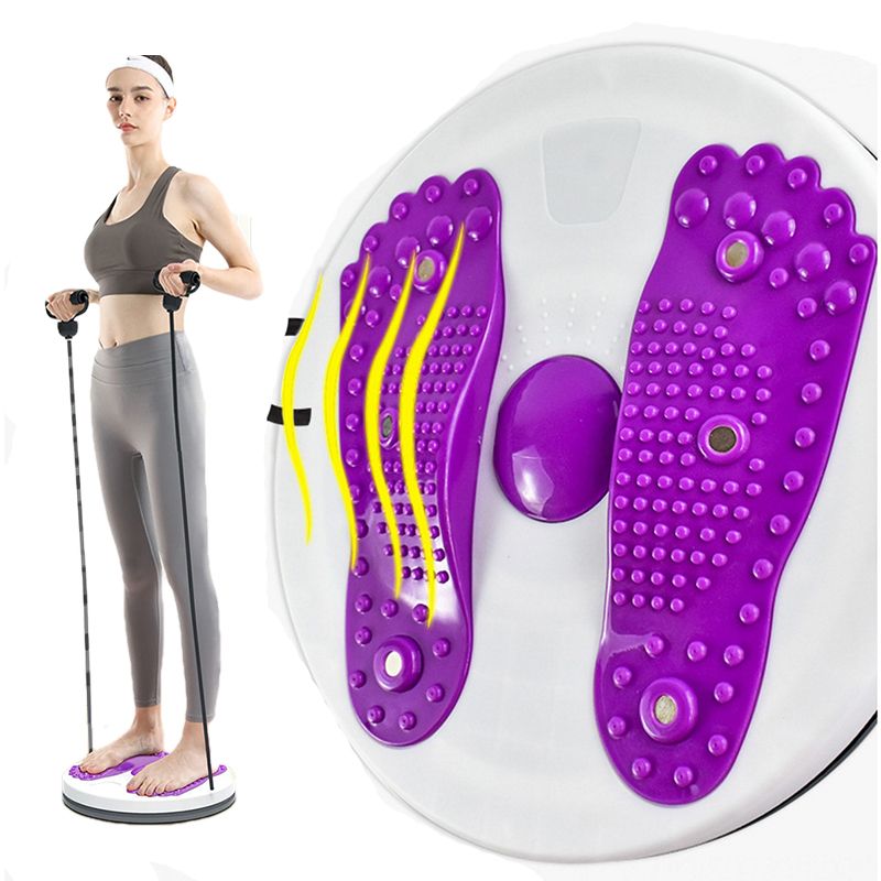 Household Twisting Disk Magnetic Massage Fitness Thin Waist Equipment Mute Belt Drawstring Turntable Portable Abdomen Machine Purple