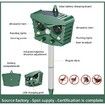 Outdoor Solar Ultrasonic Cat Repeller Animal Repeller Adjustable Frequency Waterproof Sound Ultrasonic Repeller (Green)