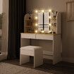 LUXSUITE Makeup Vanity Set White Dressing Table with Lights and Drawers Mirror Stool