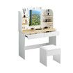 LUXSUITE Makeup Vanity Set White Dressing Table with Lights and Drawers Mirror Stool