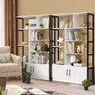 LUXSUITE 5 Tier Display Shelf Bookshelf Bookcase Storage Cabinet Shelving Unit Rack with 2 Lockable Doors