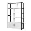 LUXSUITE 5 Tier Display Shelf Bookshelf Bookcase Storage Cabinet Shelving Unit Rack with 2 Lockable Doors