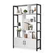 LUXSUITE 5 Tier Display Shelf Bookshelf Bookcase Storage Cabinet Shelving Unit Rack with 2 Lockable Doors