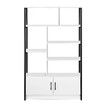 LUXSUITE 5 Tier Display Shelf Bookshelf Bookcase Storage Cabinet Shelving Unit Rack with 2 Lockable Doors