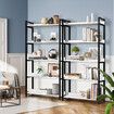 LUXSUITE 5 Tier Bookshelf Wooden Display Shelf Bookcase Storage Shelving Rack Metal Walls