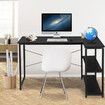 LUXSUITE Computer Desk Black L Shape Gaming Writing Study Corner Table Home Office Workstation with Storage Shelf