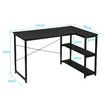 LUXSUITE Computer Desk Black L Shape Gaming Writing Study Corner Table Home Office Workstation with Storage Shelf