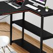 LUXSUITE Computer Desk Black L Shape Gaming Writing Study Corner Table Home Office Workstation with Storage Shelf