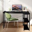 LUXSUITE Computer Desk Black L Shape Gaming Writing Study Corner Table Home Office Workstation with Storage Shelf