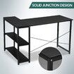 LUXSUITE Computer Desk Black L Shape Gaming Writing Study Corner Table Home Office Workstation with Storage Shelf