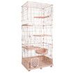 5 Level Rabbit Cat Ferret Cage Hutch Crate Metal Guinea Pigs House Kennel with Cat Door Wheels